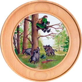 Schützenscheibe, Ehrenscheibe Jäger auf dem Baum