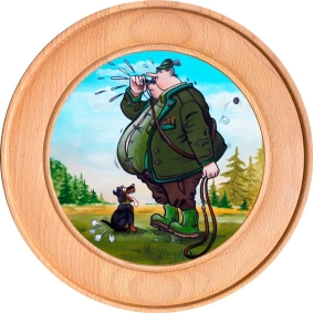Schützenscheibe, Ehrenscheibe Jäger mit Dackel