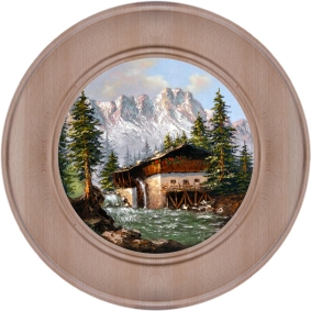 Schützenscheibe, Ehrenscheibe Mühle am Fluss
