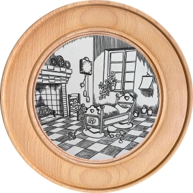 Schützenscheibe, Ehrenscheibe Wohnzimmer mit Wiege