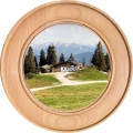 Schützenscheibe „Berghütte im Sommer“ aus Holz – Ehrenscheibe mit kostenloser Beschriftung